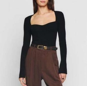 REFORMATION Glenna Ribbed Recycled-cashmere Sweater Black